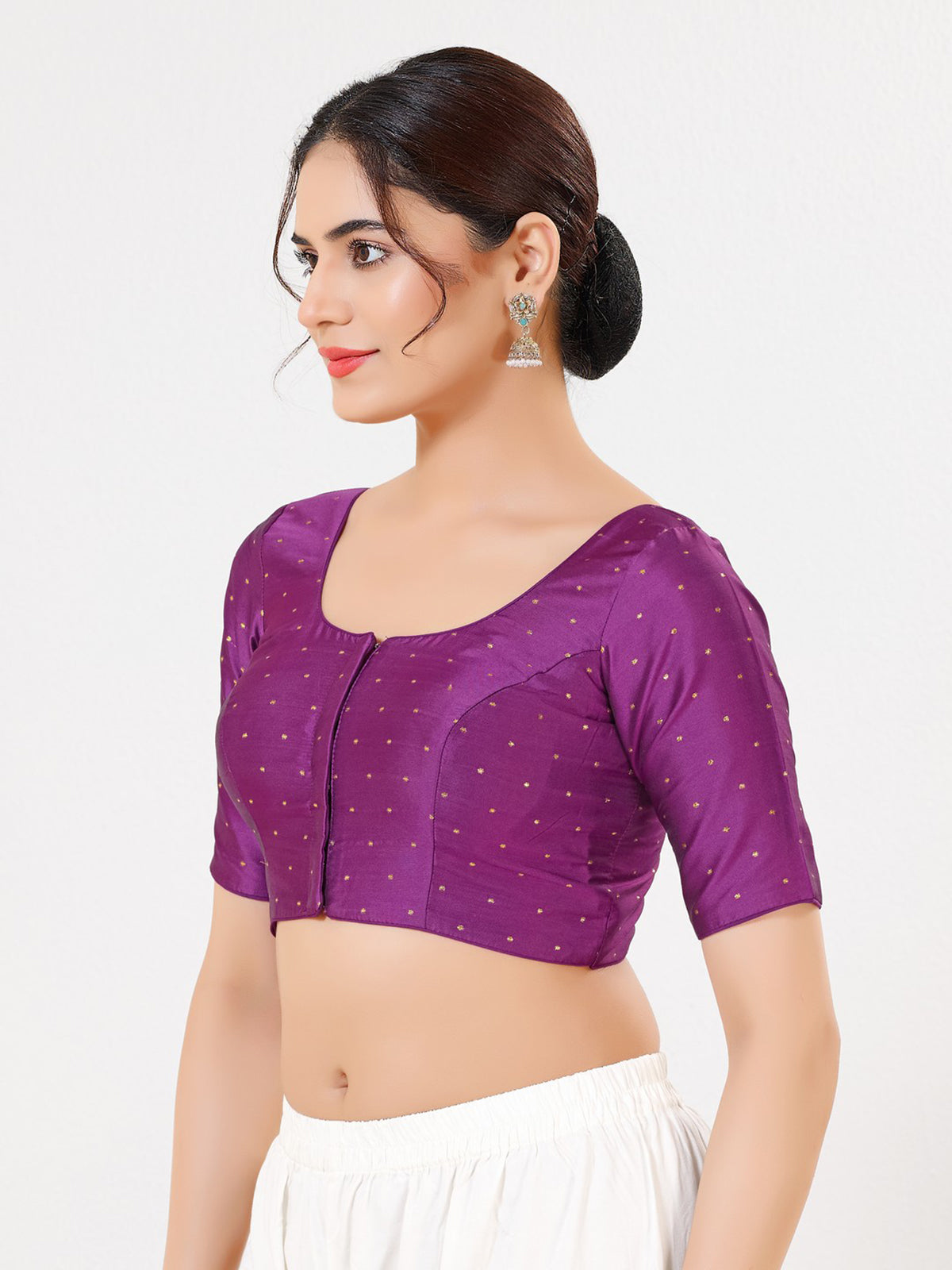 Purple tafeta silk zari festive blouse