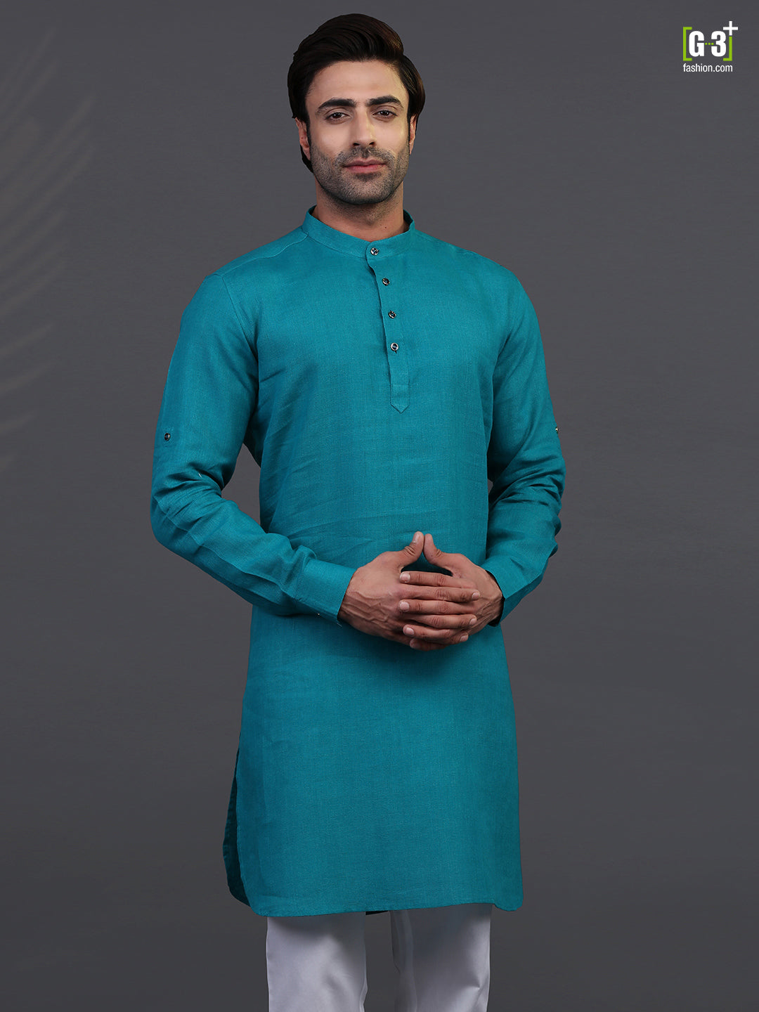 Rama green linen festive wear mens kurta