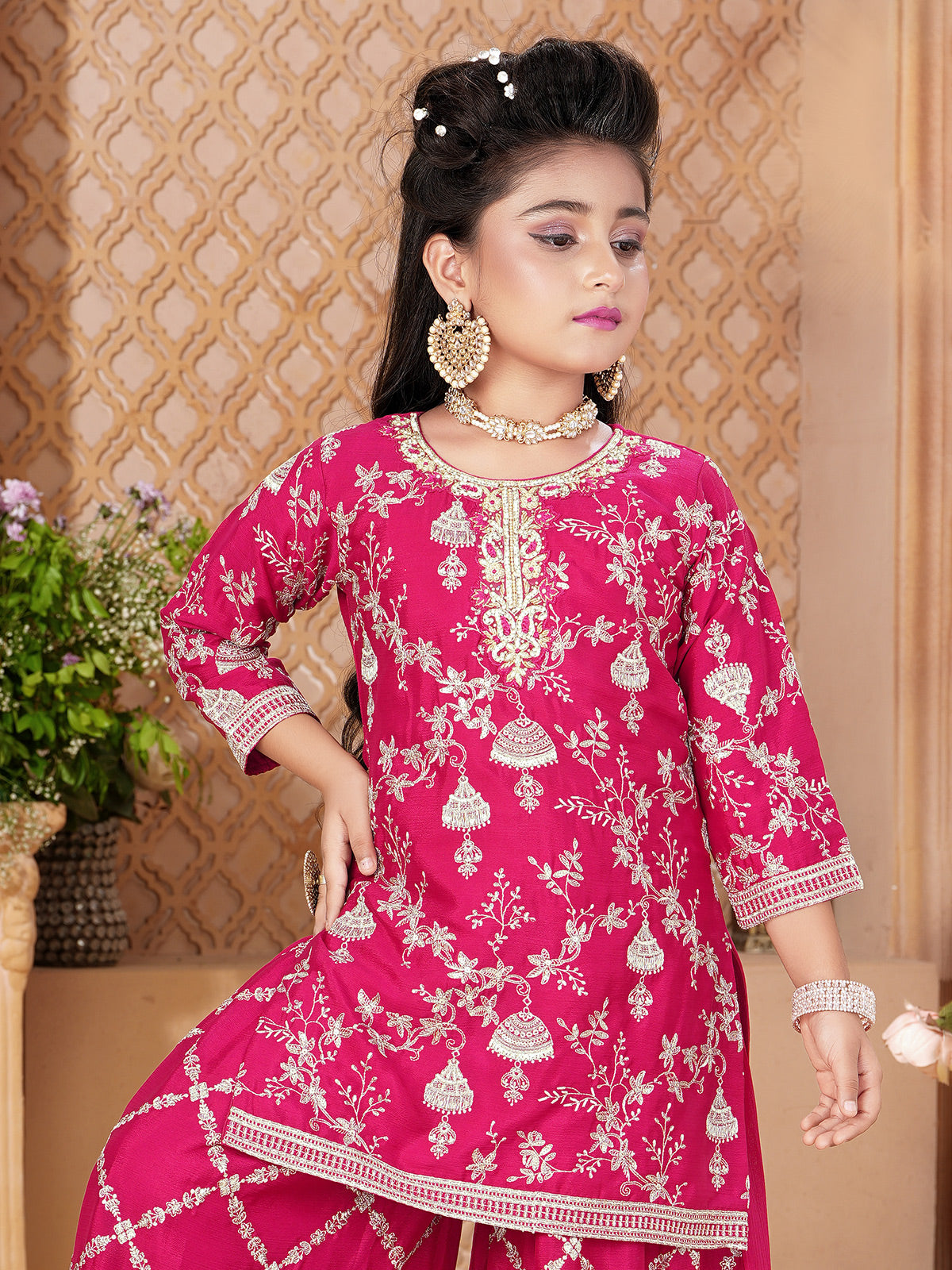 Rani pakistani palazzo suit with zardosi and aabla