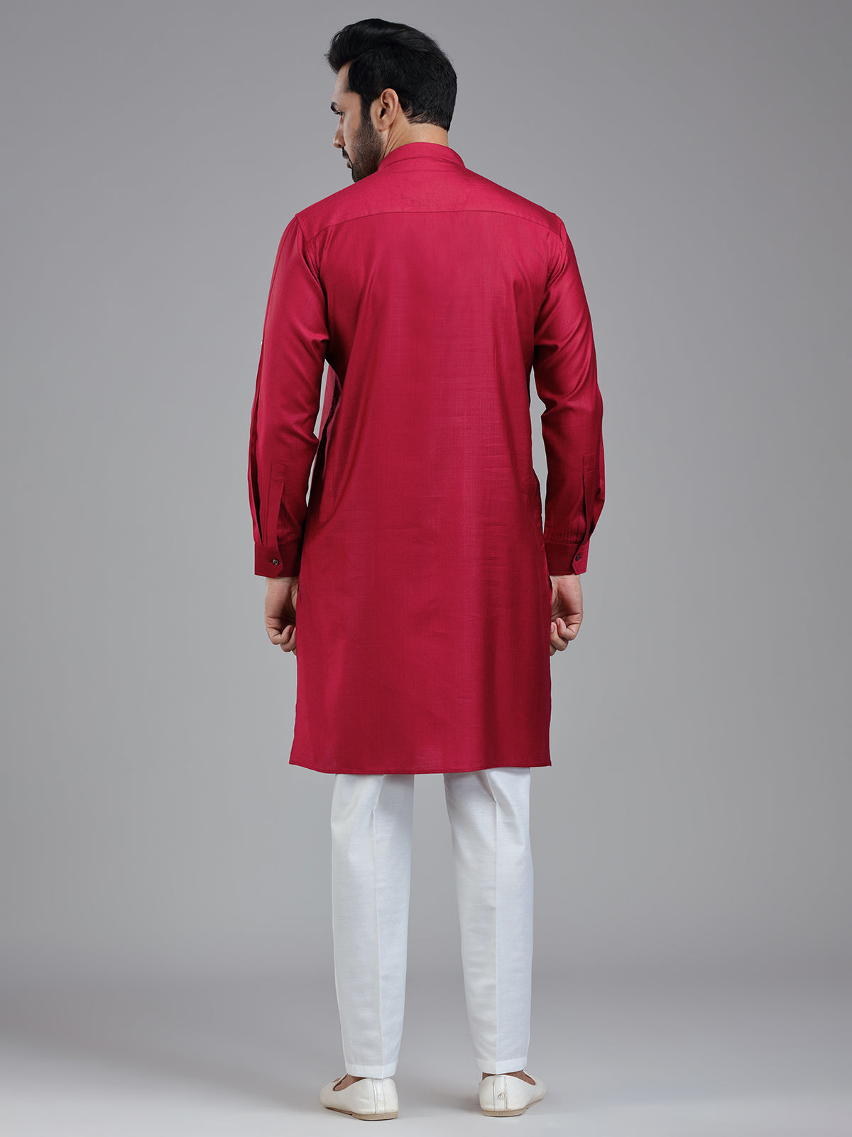 Maroonish red simple kurta pajama set for festival