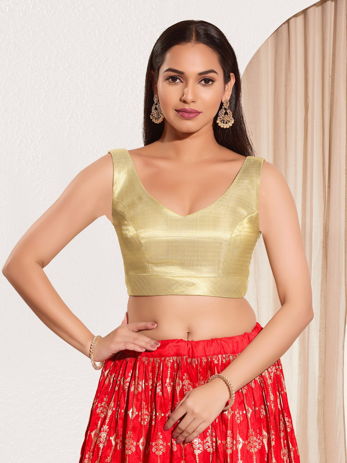 Rose gold sweetheart zari mulburry silk blouse