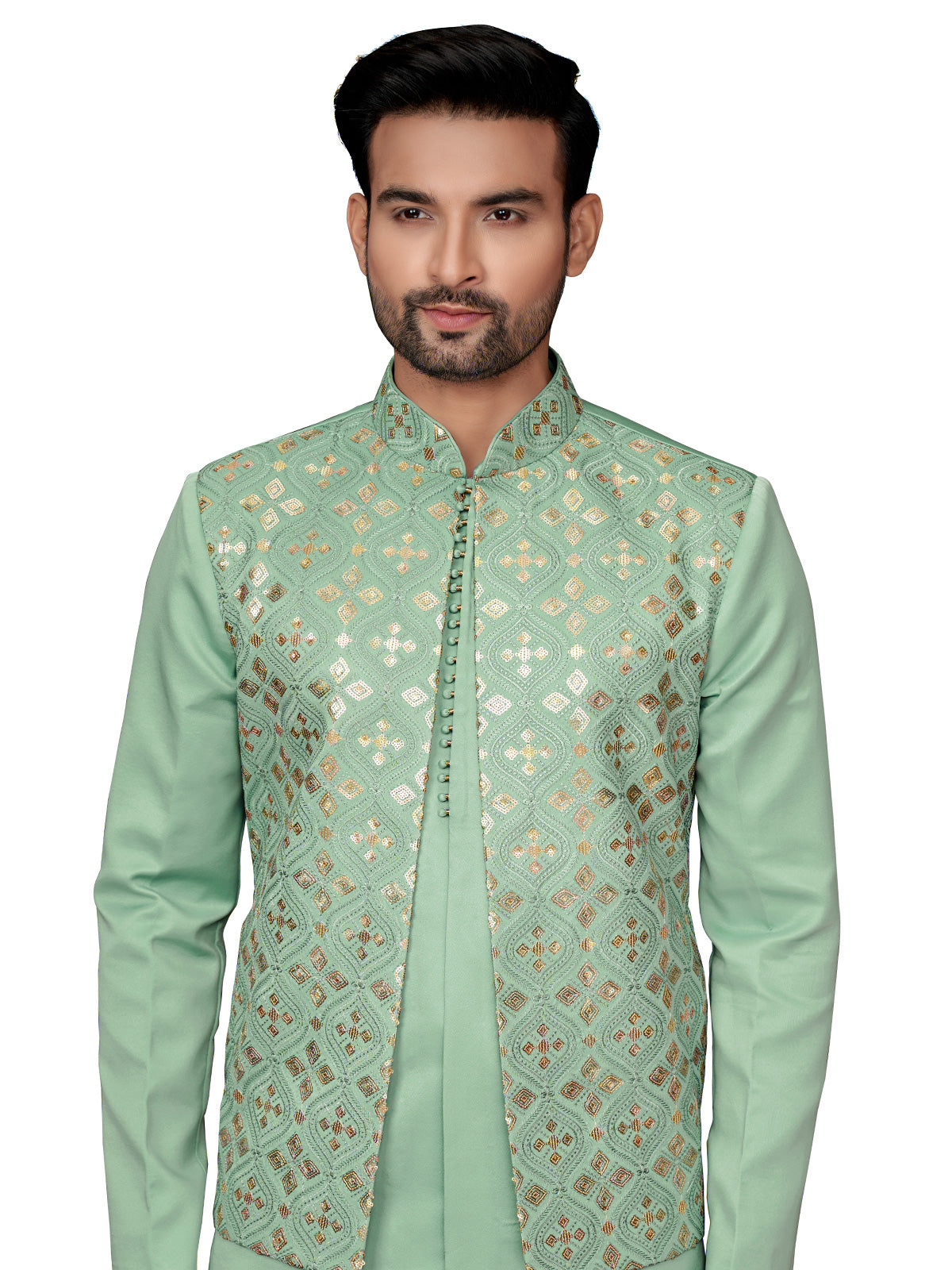 Sage green waistcoat set