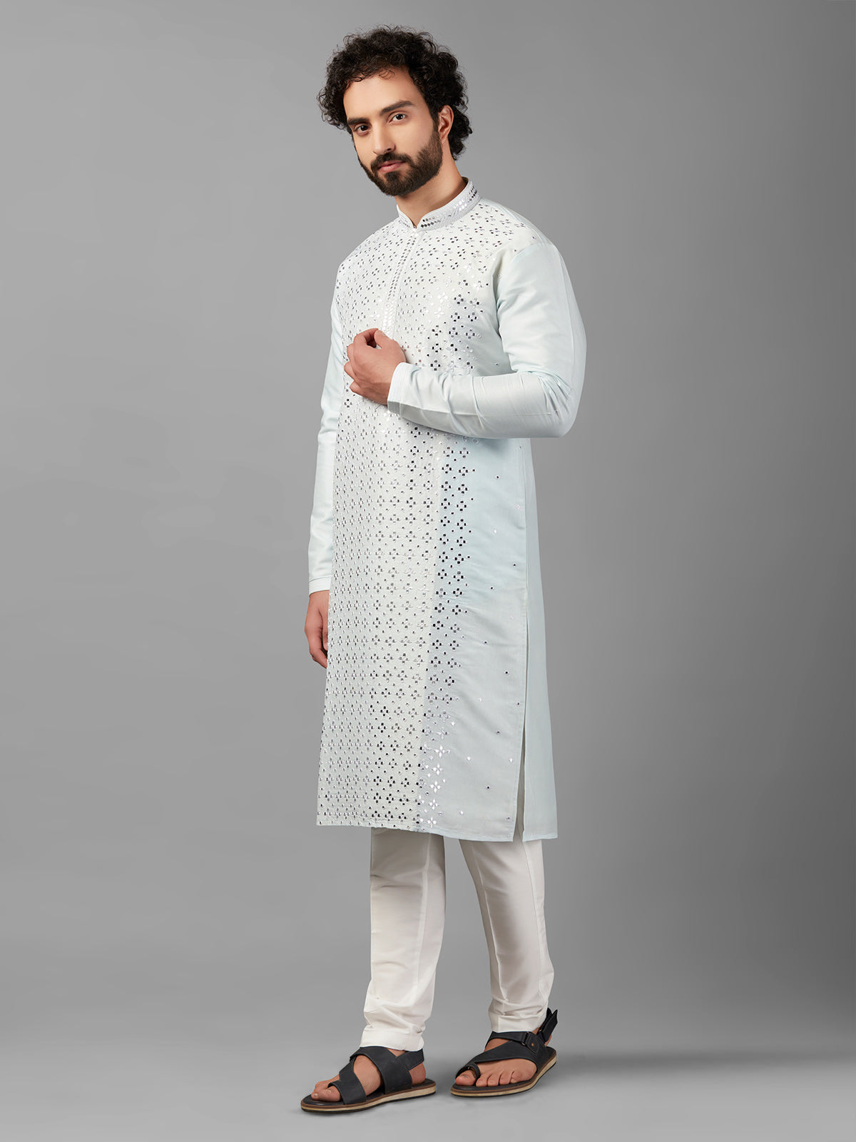 Sky blue stunning silk kurta suit