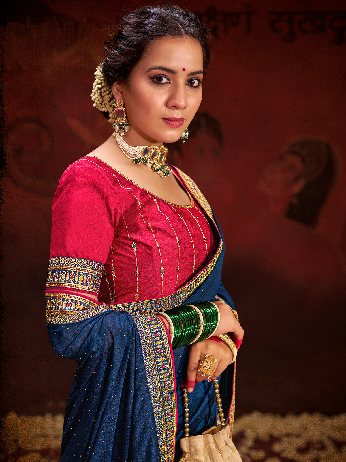 Stunning blue festive silk saree