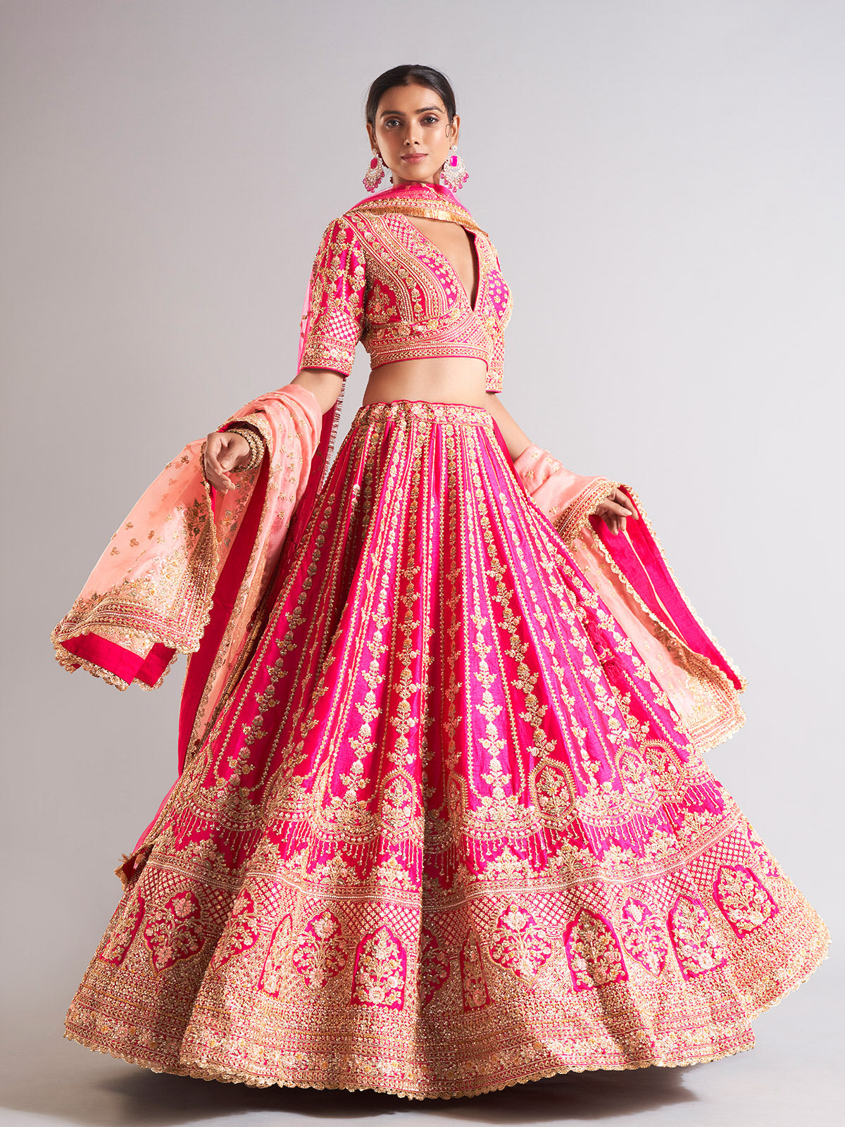 Stunning magenta raw silk lahenga choli