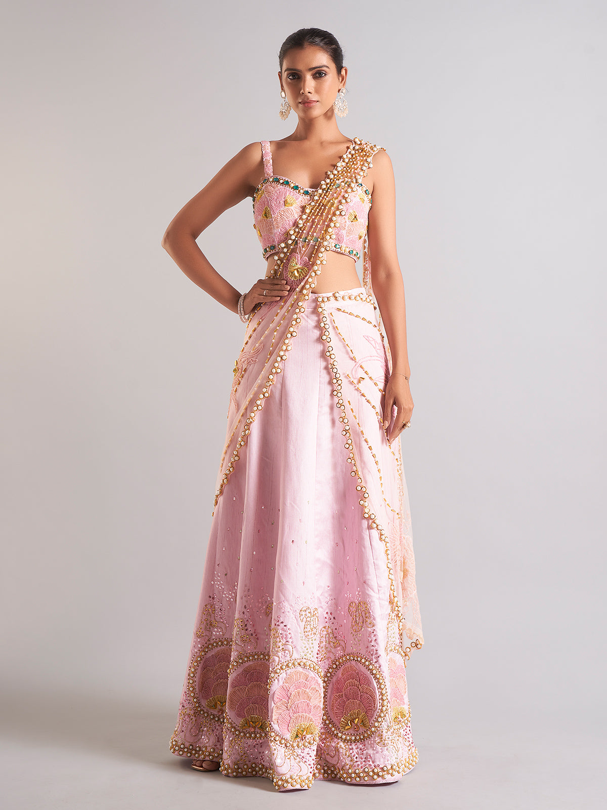 Stunning pink raw silk palazzo suit