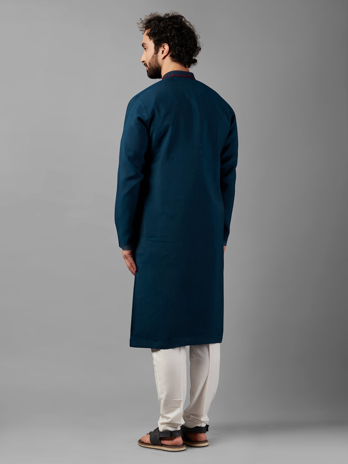 Stunning silk teal blue kurta suit