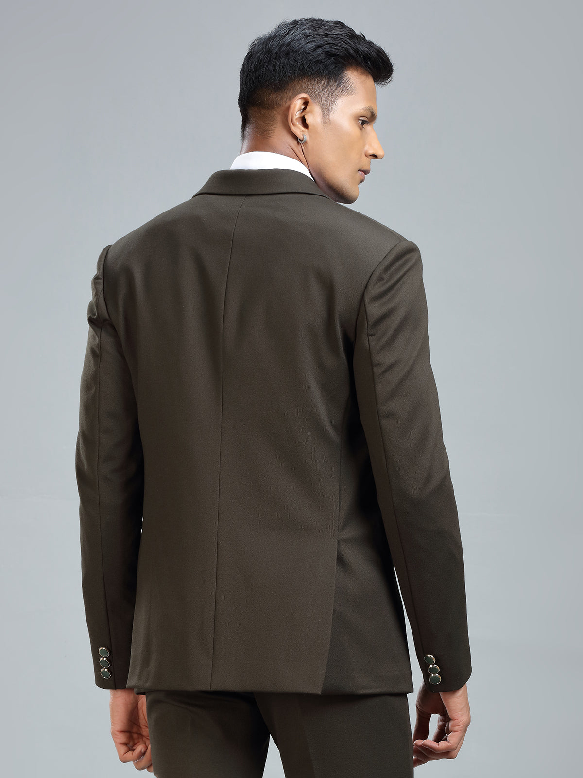 Stylish dark green terry rayon blazer for men