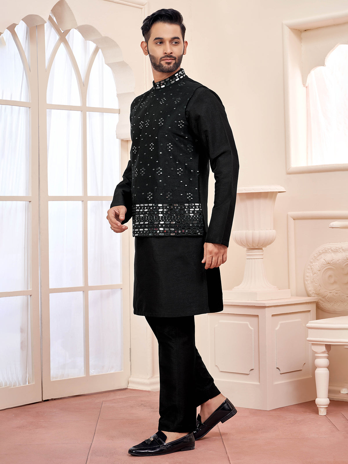 Timeless black waistcoat set perfect for elegant occasions