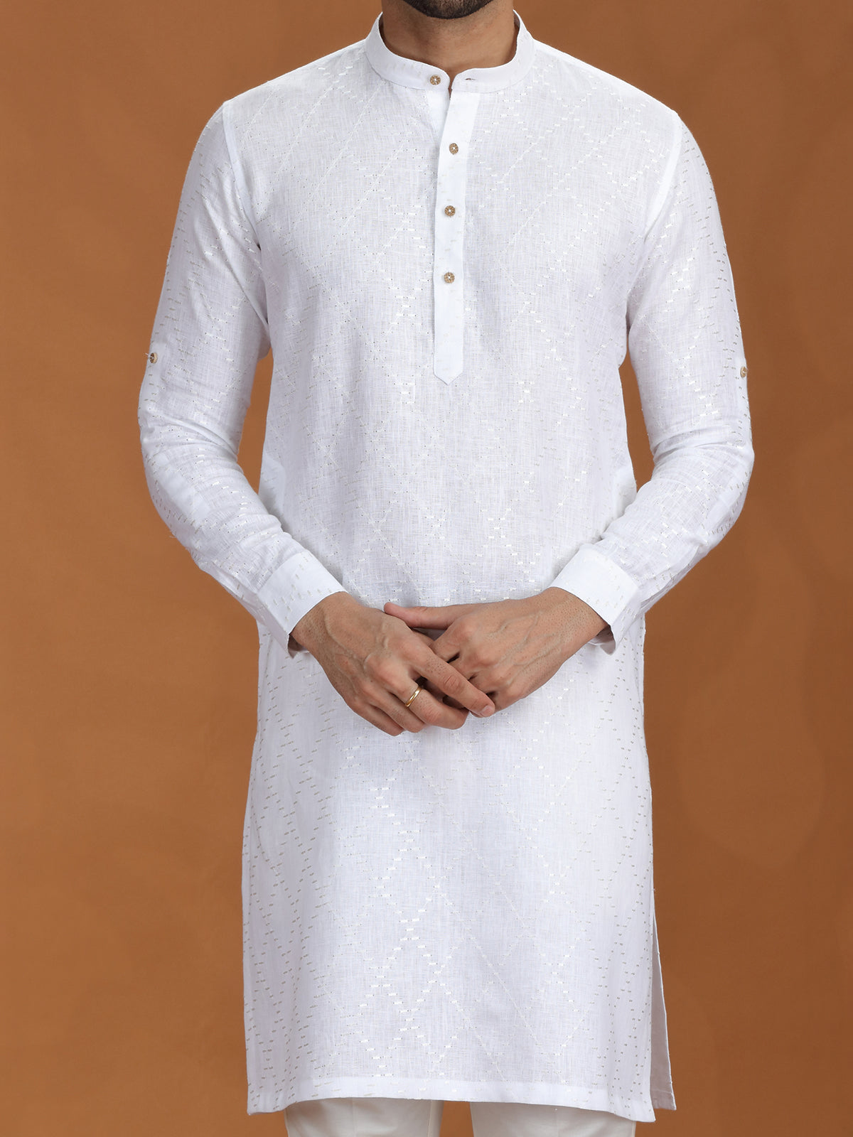 White linen festival wear kurta for mens
