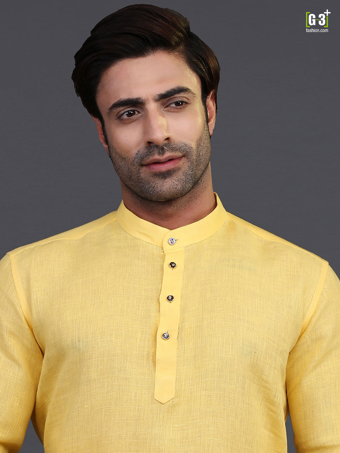 Yellow linen full sleeeves only kurta