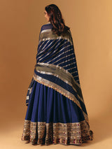 Navy silk designer zardosi worked lehenga choli for wedding