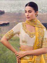 Yellow tissue silk designer saree