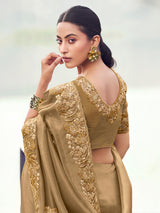 Olive banarasi silk designer saree