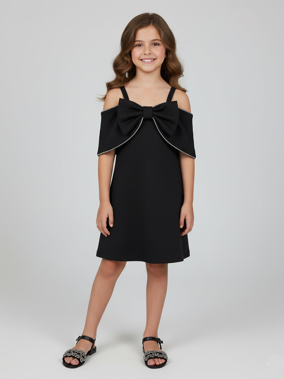 Black square necked terry rayon fabric