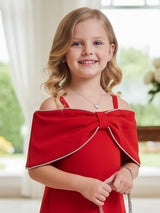 Red party wear terry rayon frock for girls
