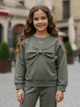 Dark grey lycra co ord set for girls