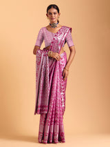 Light wine silk saree with zari shine