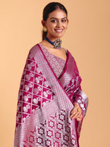 Wine festive wear silk saree with zari work