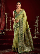 Green modal silk banarasi zari saree
