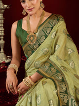 Green modal silk banarasi zari saree