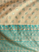 Beige modal silk banarasi zari saree