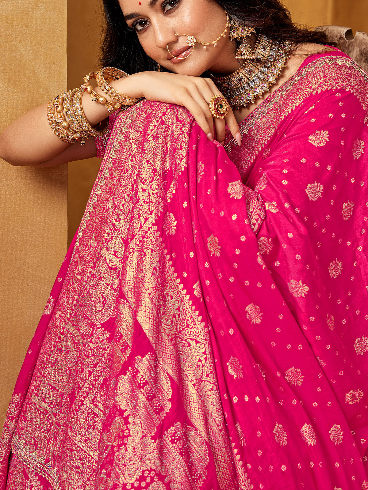 Pink graceful bhavana festive weave