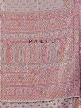 Beige pashmina silk saree with zari motifs