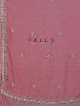 Onion pink tissue silk saree with cutdana and zardosi work