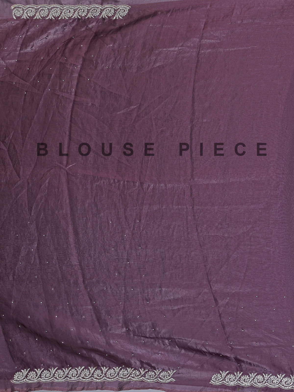 Dark purple semi tissue silk saree with zardosi diamond work