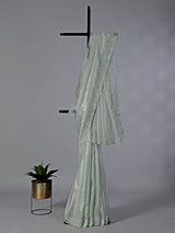 Pista green tissue silk diamond saree