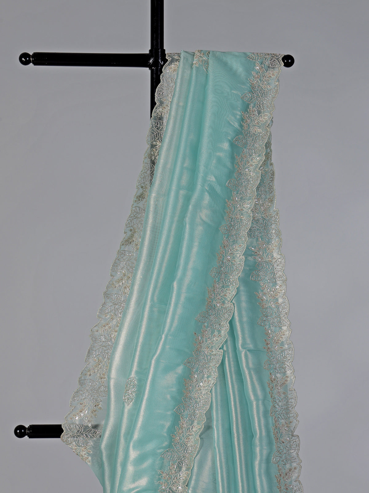 Aqua tissue silk festive wedding saree