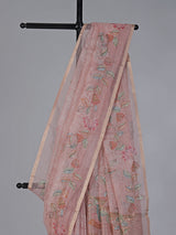 Onion pink floral cotton silk saree