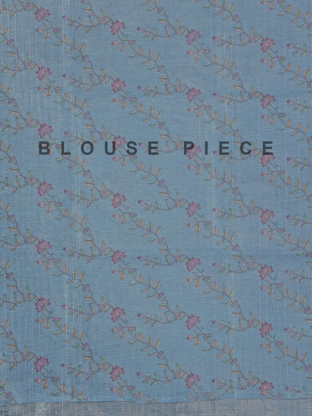 Sky blue floral cotton silk saree