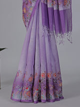 Purple shaded art cotton saree