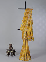 Mustard yellow festive saree in semi silk