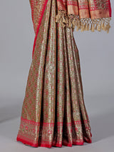 Olive kanjivaram silk embellished saree