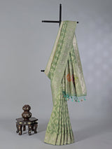 Pista green shimmer dola silk saree