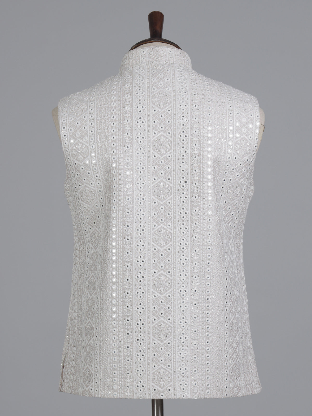 Beige embroidered cotton silk waistcoat