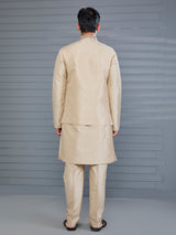 Classic beige silk wedding wear waistcoat set