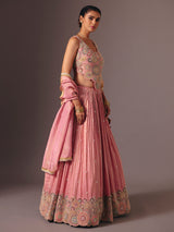 Pink silk designer lehenga choli for reception wear