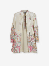 Cream silk embroidered indowestern for wedding wear