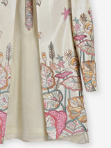 Cream silk embroidered indowestern for wedding wear