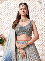 Shaded blue diamond work lehenga choli