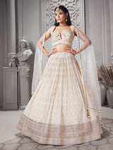 Cream gota and diamond lehenga choli