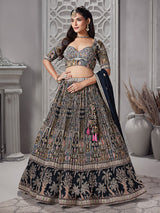 Black printed gota work lehenga choli