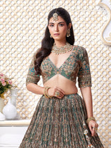 Multicolor printed v neck lehenga choli