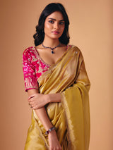 Gold tissue silk festive wear saree
