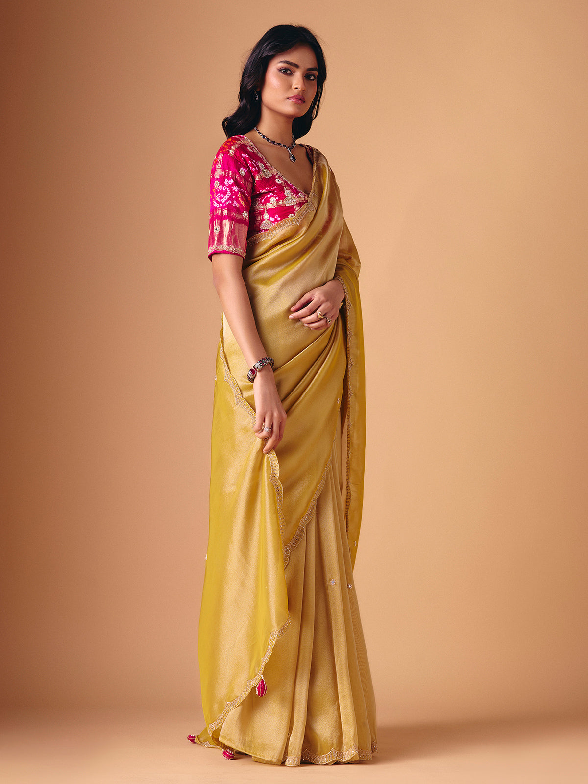 Gold tissue silk festive wear saree