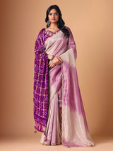 Purple off white shaded tissue saree